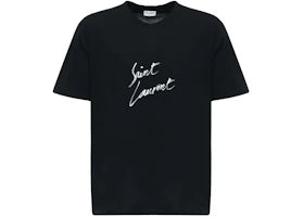 Saint Laurent Signature Logo-Print Cotton T-shirt Black