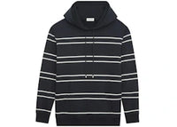 Saint Laurent Striped Cotton Hoodie Black/White