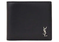 Saint Laurent Tiny Cassandre East/West Matte Leather Wallet Black