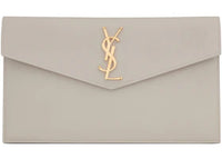 Saint Laurent Uptown Pouch Grain de Poudre Embossed Blanc Vintage
