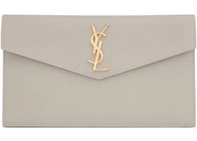 Saint Laurent Uptown Pouch Grain de Poudre Embossed Blanc Vintage - authentic Saint Laurent product