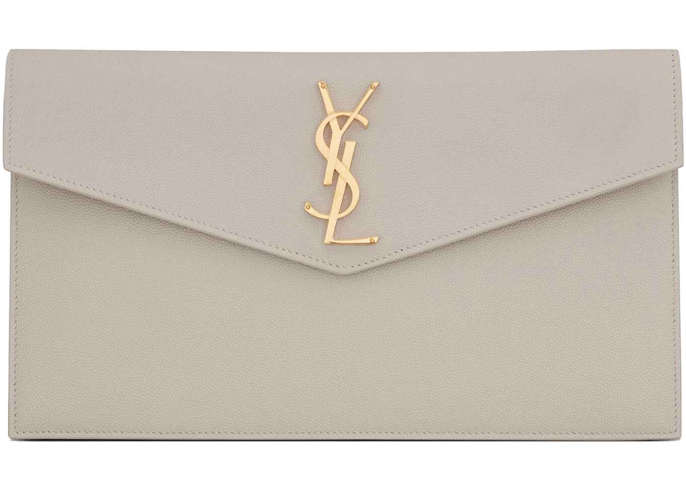 Saint Laurent Uptown Pouch Grain de Poudre Embossed Blanc Vintage - vue secondaire A