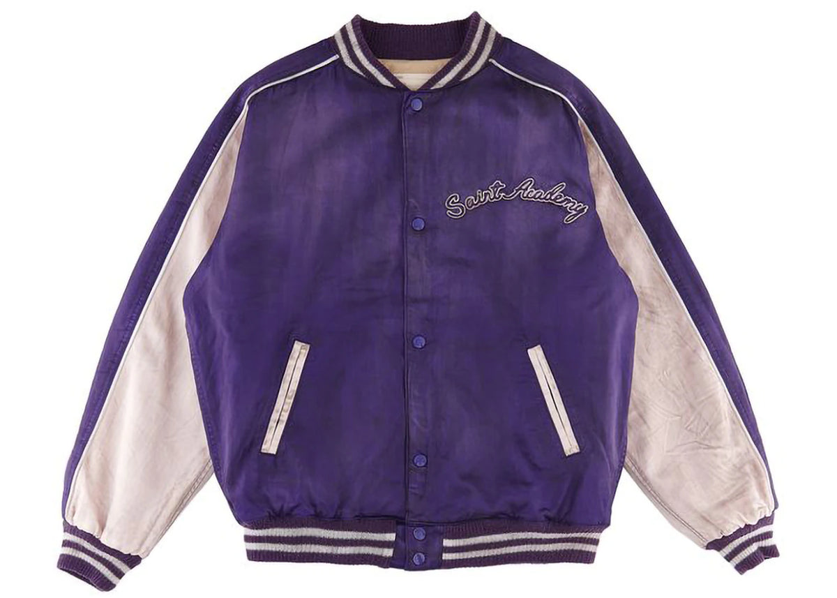 Saint Mxxxxxx x Shermer Academy Sukajan Jacket Purple Pink - vue secondaire B