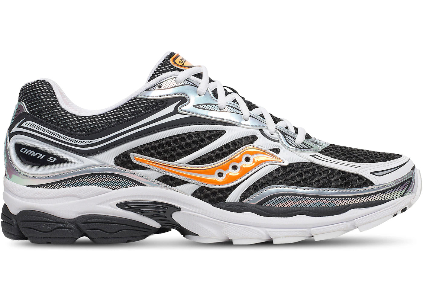 Saucony ProGrid Omni 9 Speed Shades White Black Orange - vue 360