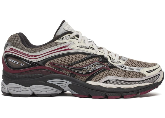 Saucony ProGrid Omni 9 Tomorrow, Meet Yesterday Pack Tan Maroon sneakers - authentic Saucony shoes