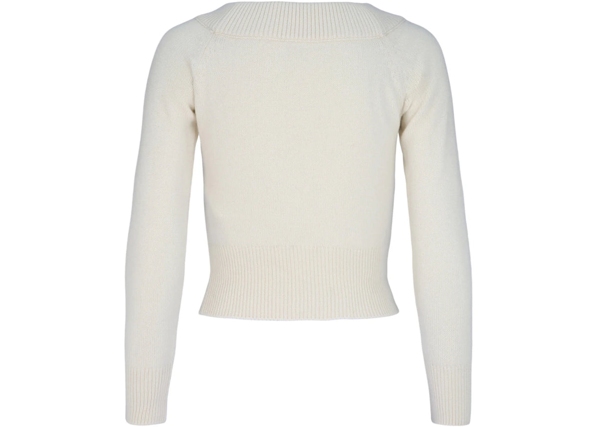 Alexander McQueen Off The Shoulder Cashmere Blend Sweater Ivory - vue secondaire B