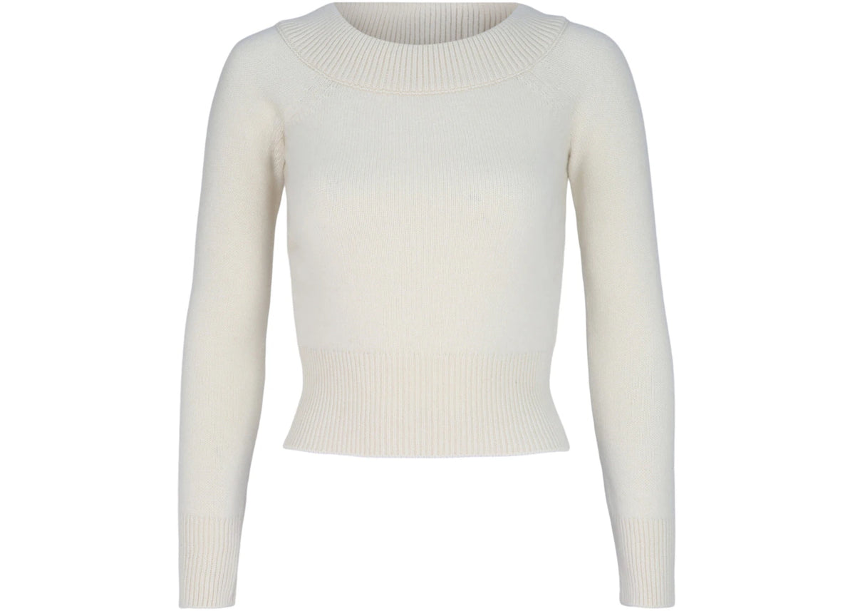 Alexander McQueen Off The Shoulder Cashmere Blend Sweater Ivory - vue secondaire A