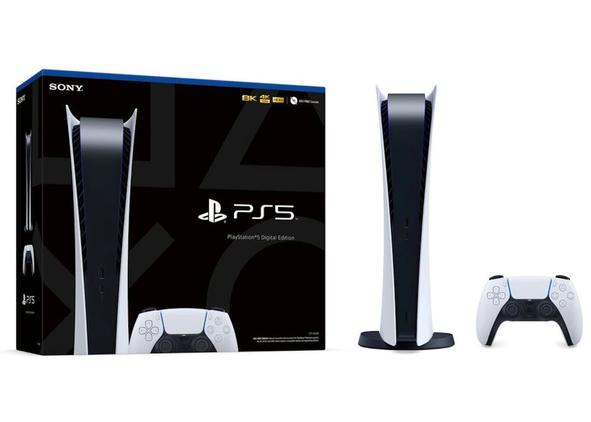 Sony PS5 PlayStation 5 (US Plug) Digital Edition Console 3005719 White - vue secondaire B