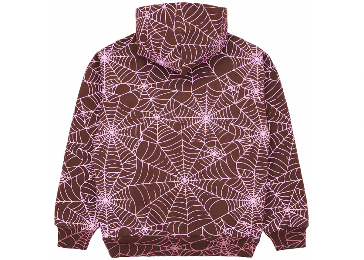 Sp5der AOP Hoodie Brown - vue secondaire B