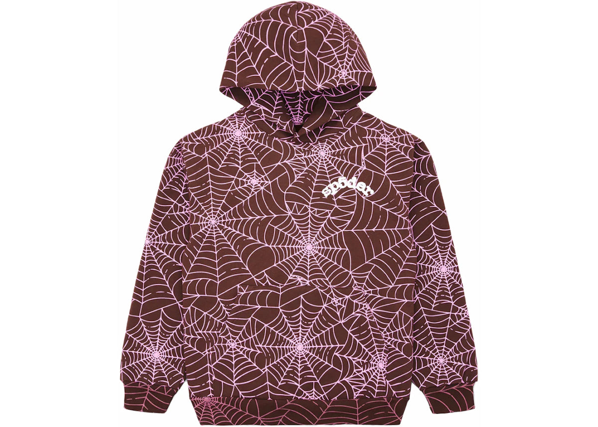 Sp5der AOP Hoodie Brown - vue secondaire A