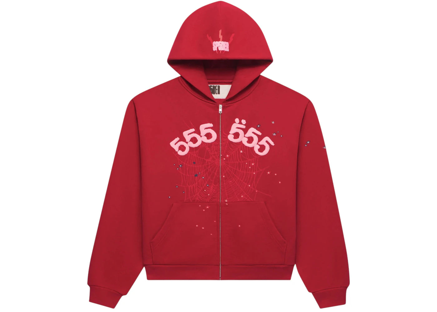 Sp5der Angel Number Zip Hoodie Merlot - vue 360