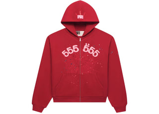 Sp5der Angel Number Zip Hoodie Merlot - authentic Sp5der apparel
