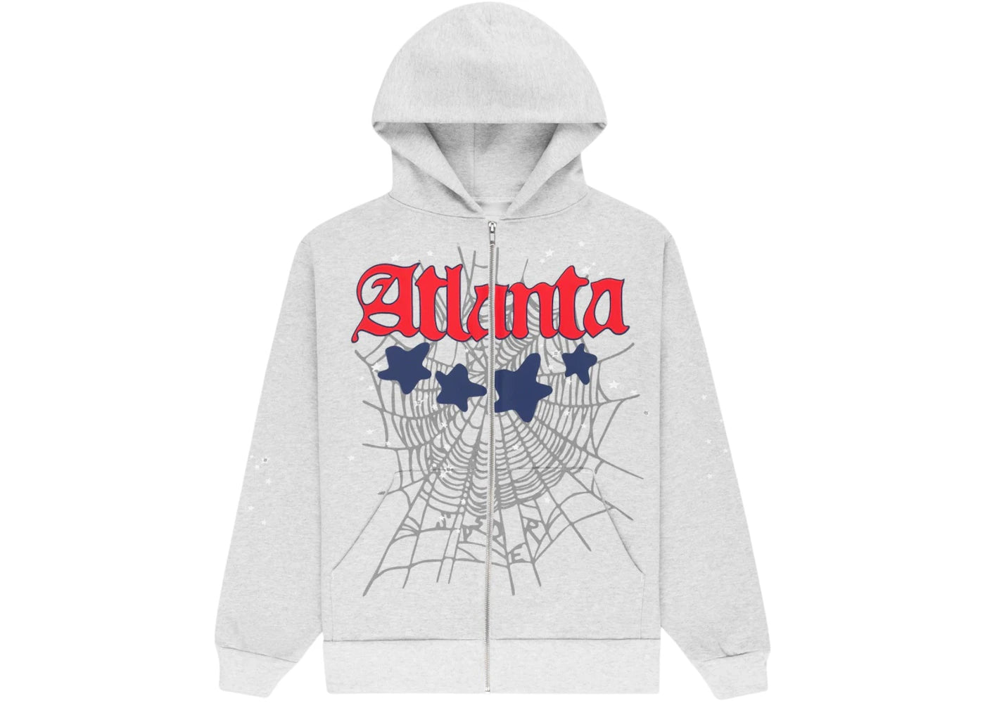 Sp5der Atlanta Full Zip Hoodie Heather Grey - vue 360
