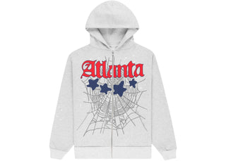 Sp5der Atlanta Full Zip Hoodie Heather Grey - authentic Sp5der apparel