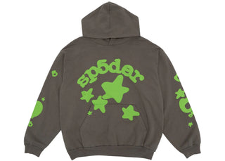 Sp5der Beluga Hoodie Slate Grey/Green - authentic Sp5der apparel