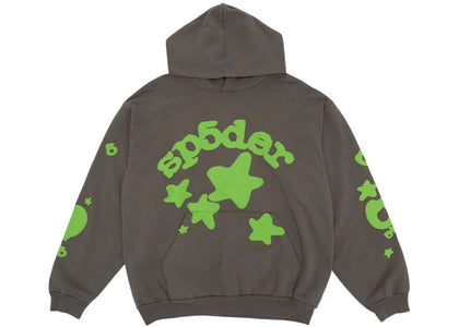 Sp5der Beluga Hoodie Schiefergrau/Grün