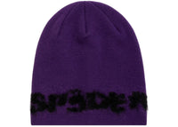 Sp5der Fuzzy Logo Mohair Beanie Lila