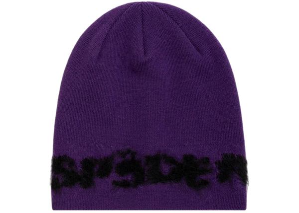 Sp5der Fuzzy Logo Mohair Beanie Lila