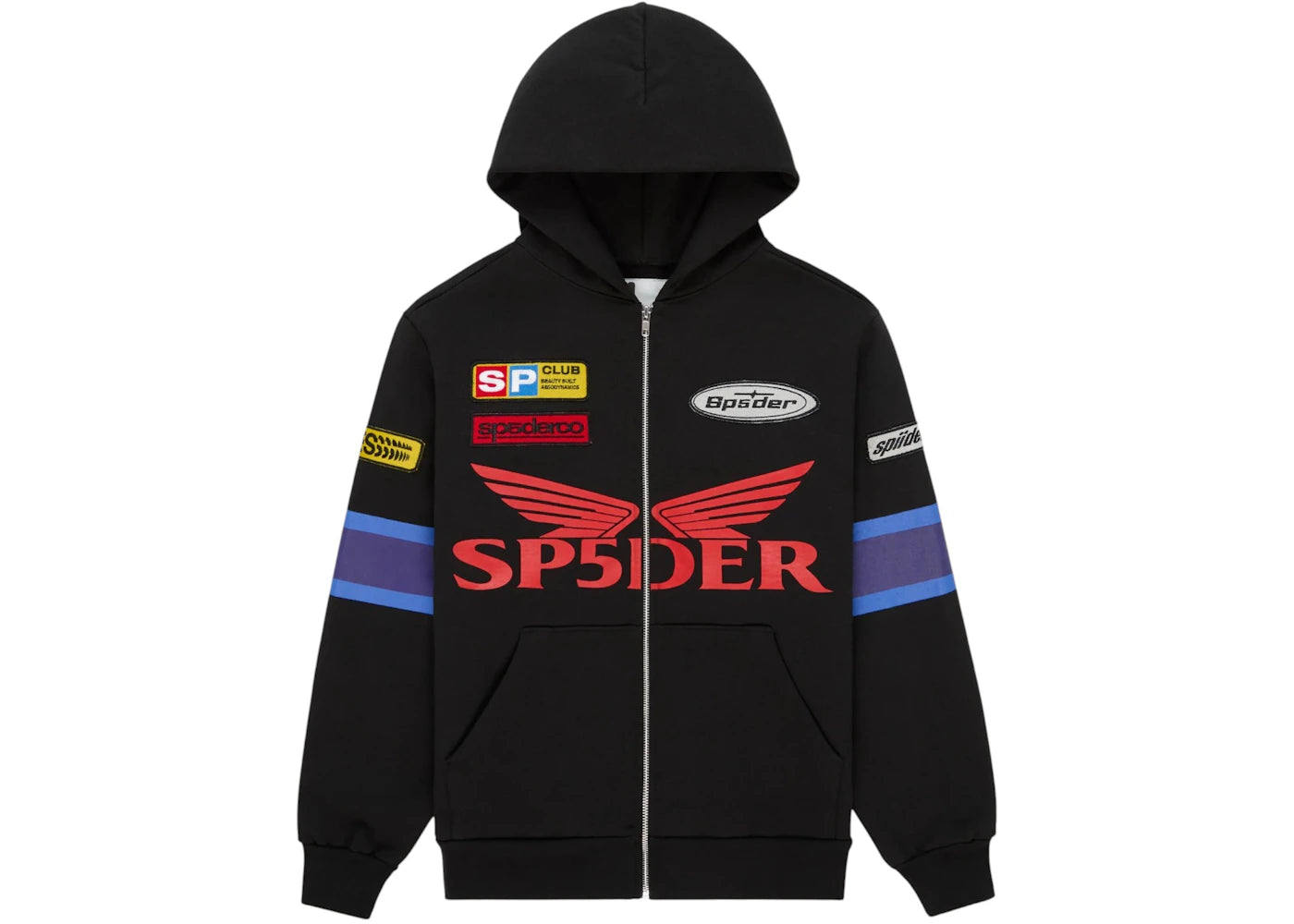 Sp5der GT Zip Hoodie Black - vue secondaire A