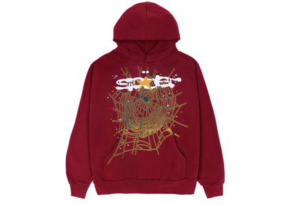 Sp5der Logo Hoodie Maroon - authentic Sp5der apparel