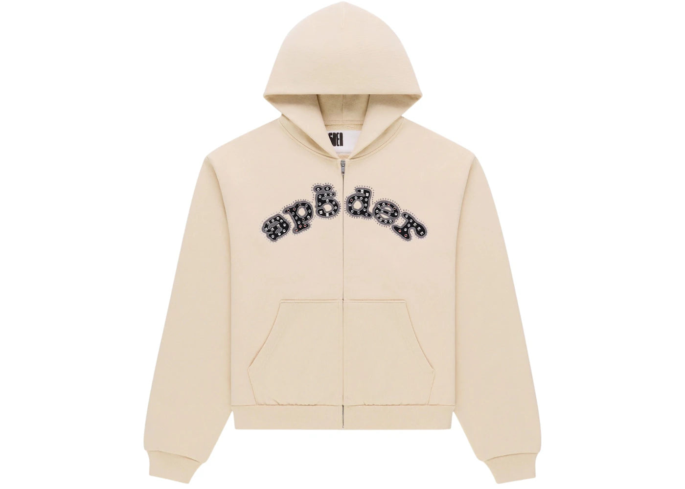 Sp5der Mixed Stone OG V2 Zip Hoodie Cream - vue 360