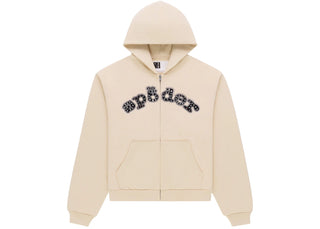 Sp5der Mixed Stone OG V2 Zip Hoodie Cream - authentic Sp5der apparel