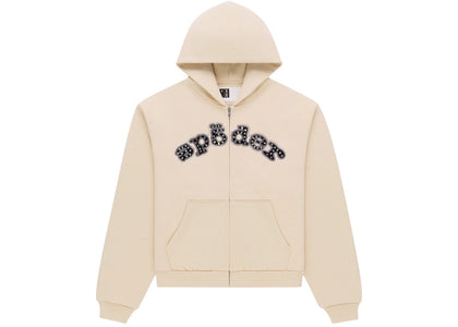 Sp5der Mixed Stone OG V2 Zip Hoodie Cream - authentic Sp5der apparel