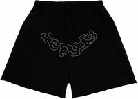 Sp5der OG Logo Bestickte Sweatshorts Schwarz