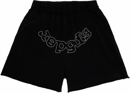 Sp5der OG Logo Bestickte Sweatshorts Schwarz