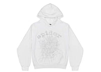 Sp5der OG Rhinestone Logo Hoodie White