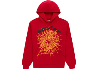 Sp5der OG Web V2 Hoodie Red - authentic Sp5der apparel