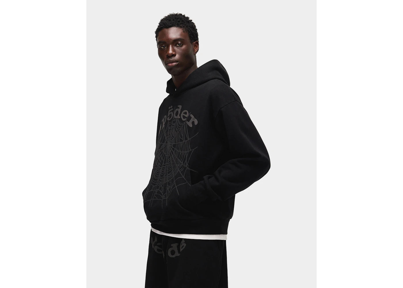 Sp5der Phantom Web Hoodie Black - vue secondaire B