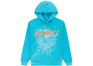 Sp5der Punk V2 Hoodie Cyan - authentic Sp5der apparel