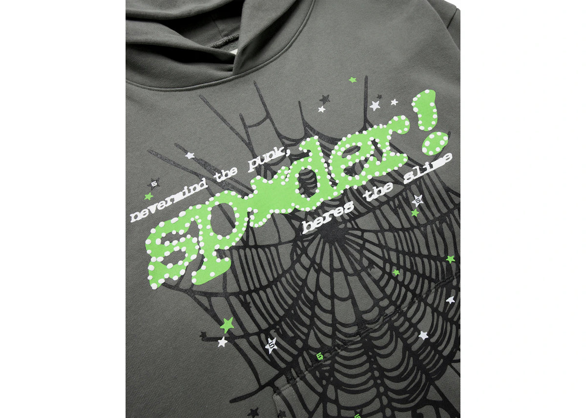 Sp5der Punk V2 Hoodie Schiefergrau - vue secondaire A