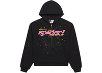 Sp5der Punk V2 Zip Up Hoodie Black
