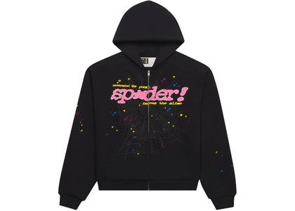 Sp5der Punk V2 Zip-Up Hoodie Schwarz