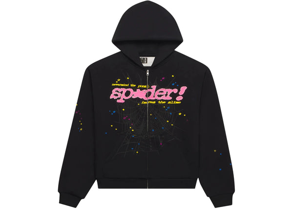 Sp5der Punk V2 Zip-Up Hoodie Schwarz