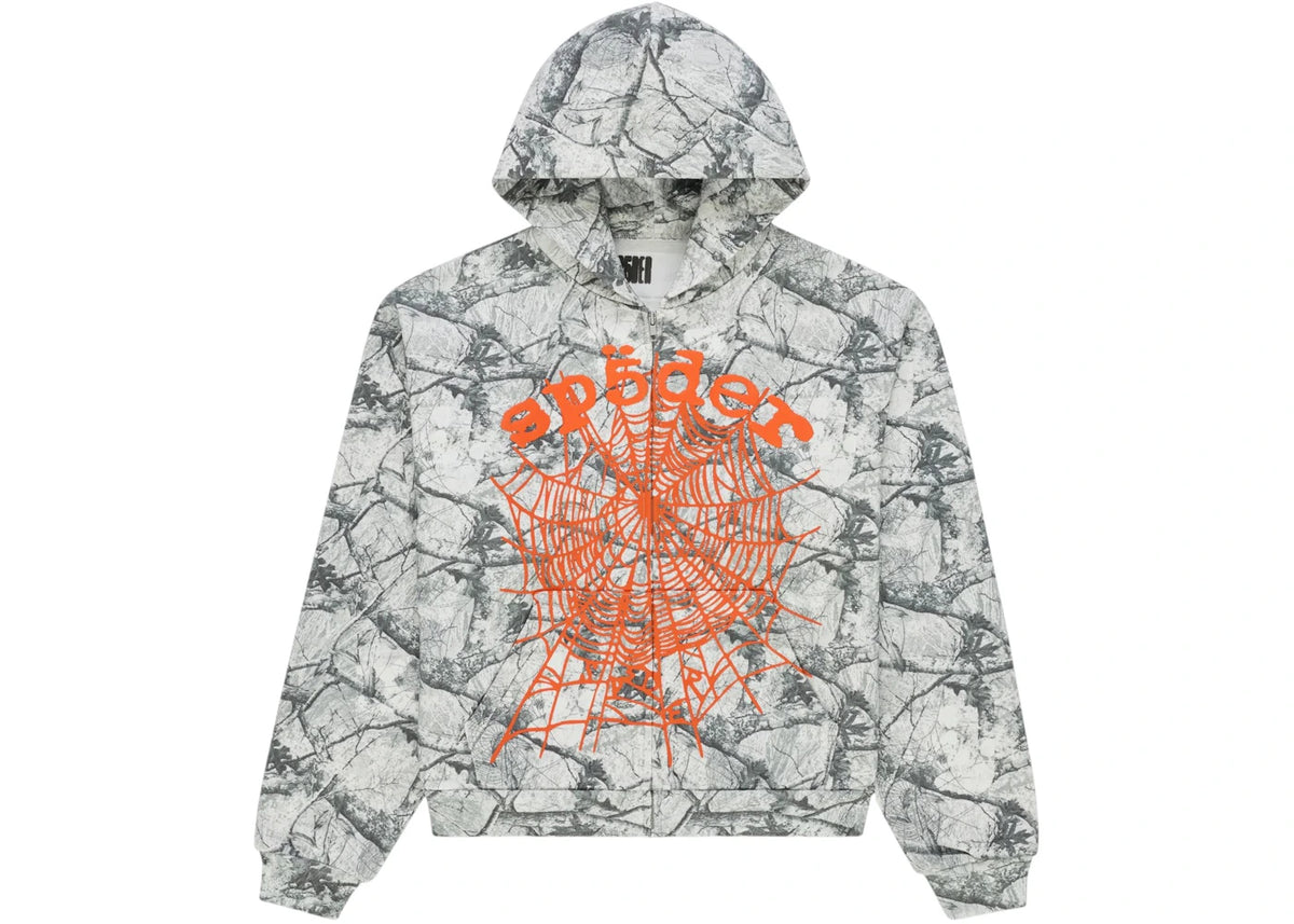 Sp5der Real Tree OG Web V2 Zip Hoodie White Camo - vue 360