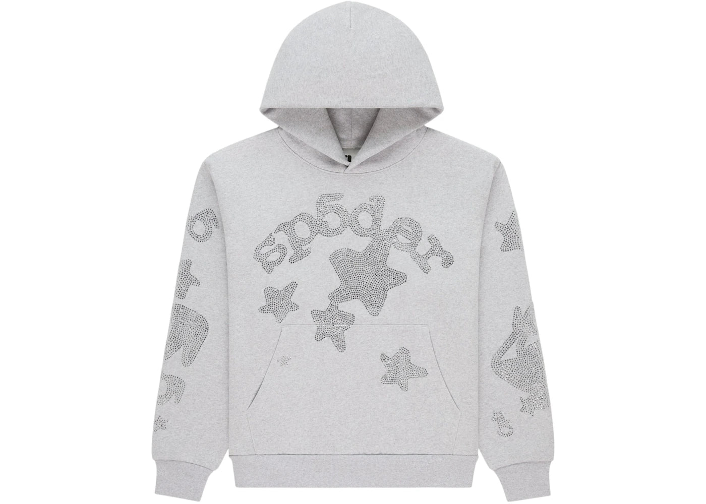 Sp5der Rhinestone Beluga Hoodie Heather Grey - vue 360
