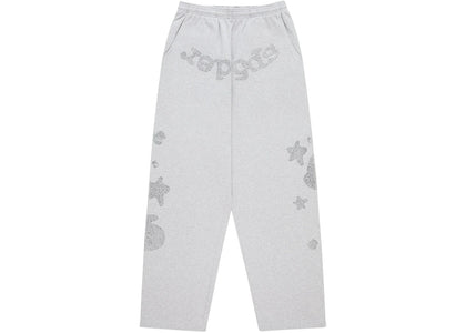 Sp5der Rhinestone Beluga V2 Wide Leg Sweatpant Heather Grey - product view 2