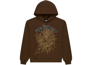 Sp5der Rhinestone OG Web Hoodie Brown - authentic Sp5der apparel
