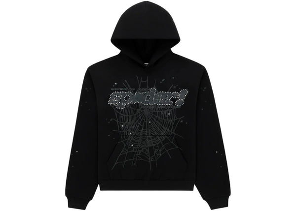Sp5der Rhinestone Punk V2 Hoodie Schwarz