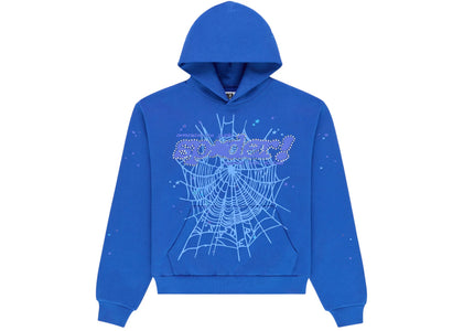 Sp5der Rhinestone Punk V2 Hoodie Blau