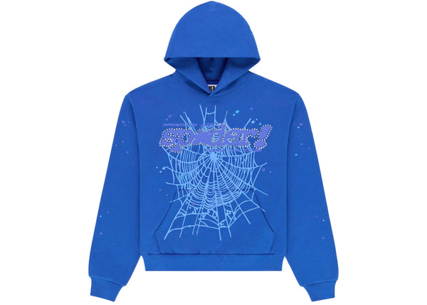 Sp5der Rhinestone Punk V2 Hoodie Blau