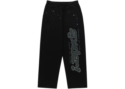 Sp5der Rhinestone Punk V2 Jogginghose Schwarz