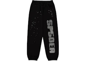 Sp5der Rhinestone Silk Sweatpant Black