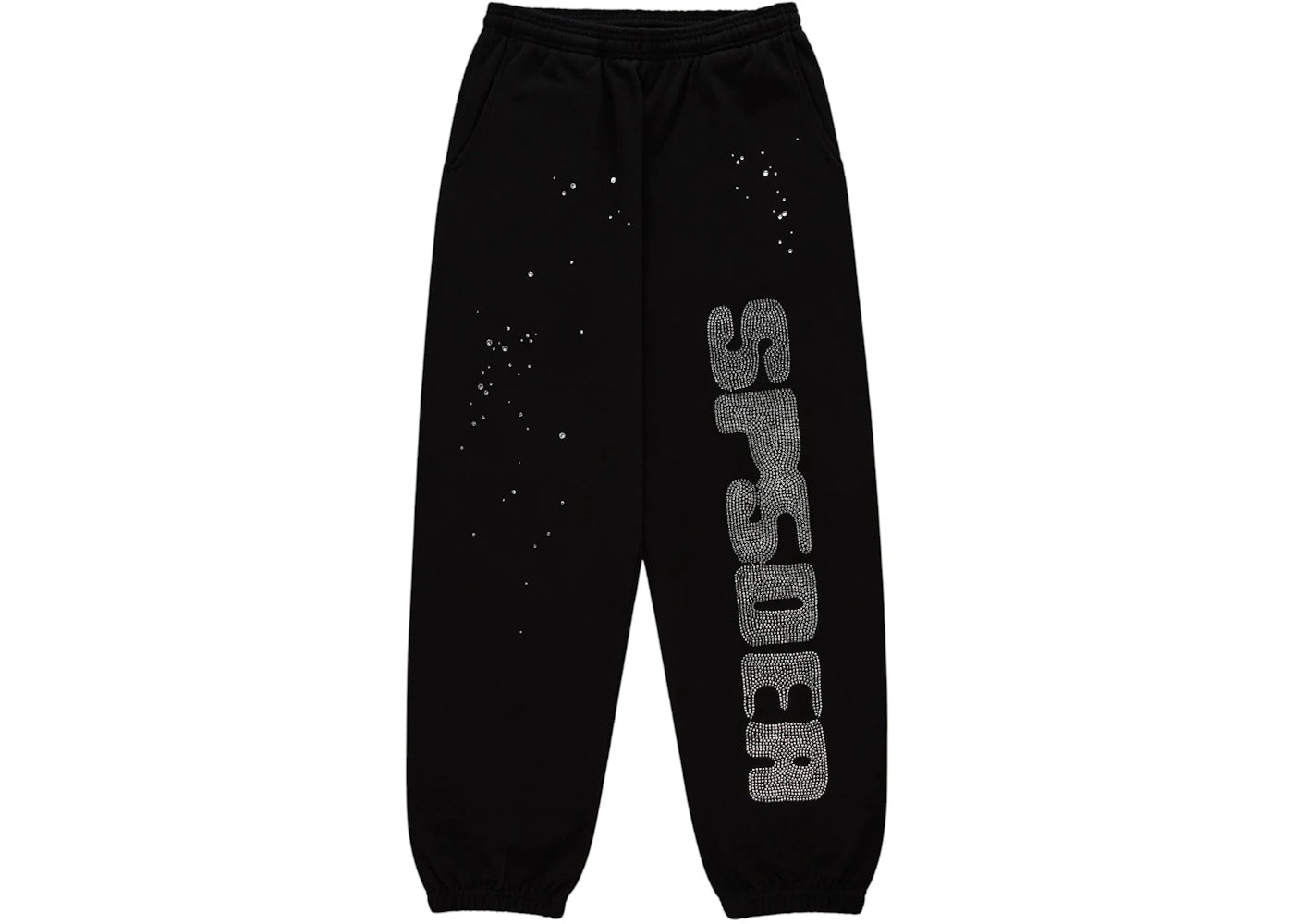 Sp5der Rhinestone Silk Sweatpant Black - vue secondaire A
