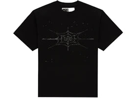 Sp5der Rhinestone Silk Tee Black - vue 360