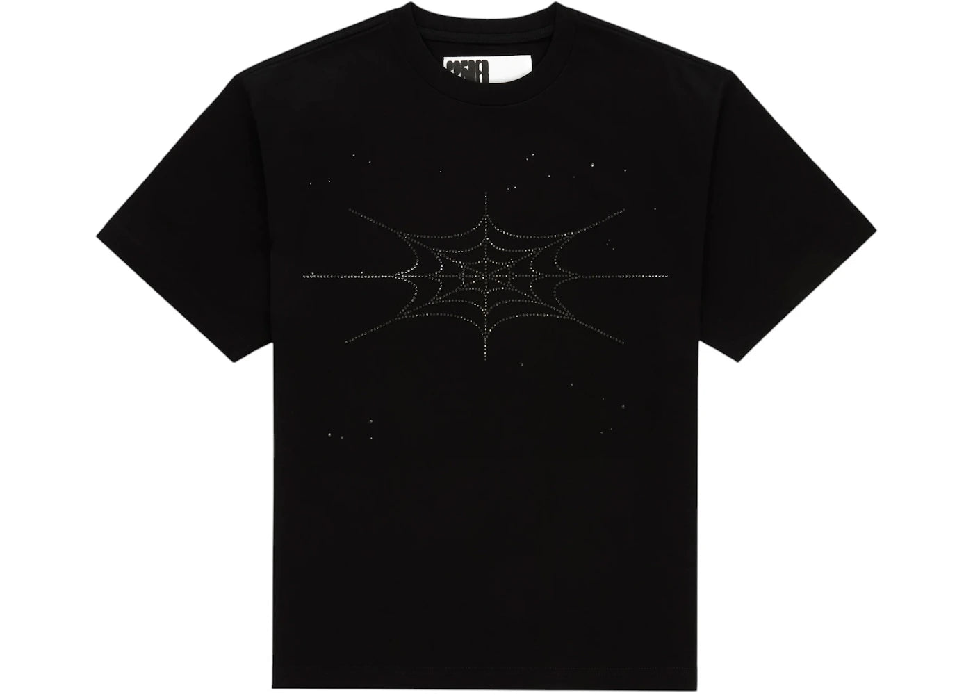 Sp5der Rhinestone Silk Tee Black - vue secondaire A