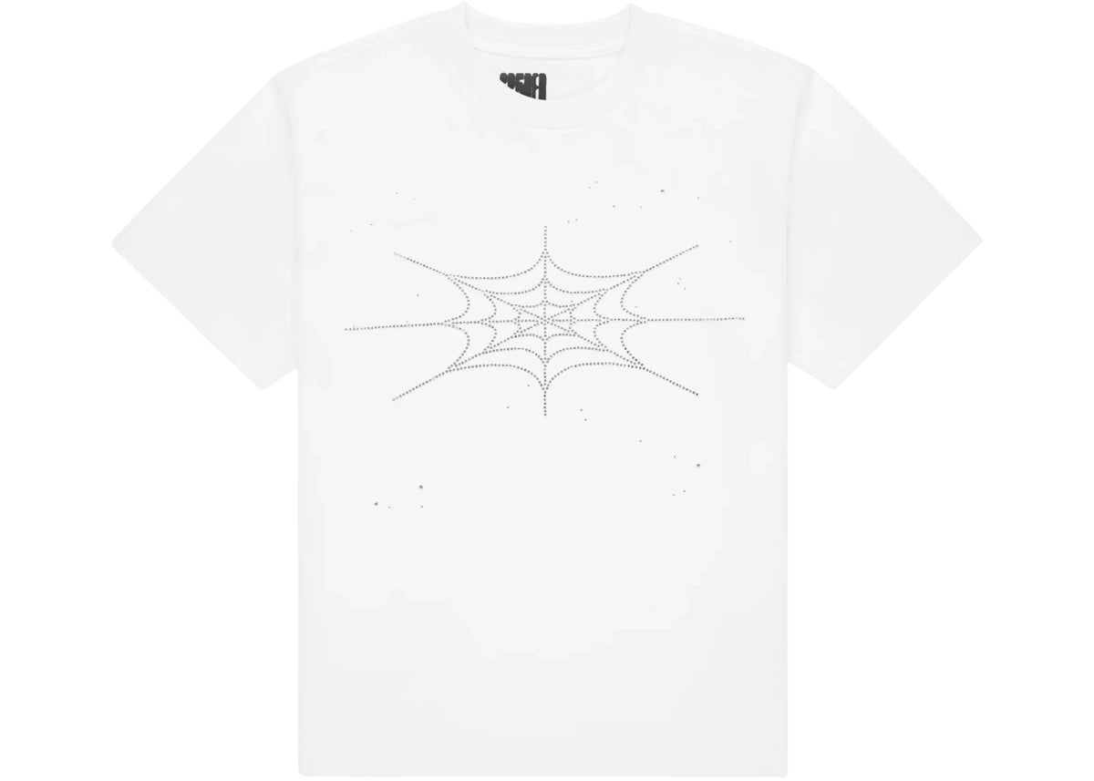 Sp5der Rhinestone Silk Tee White - vue secondaire A